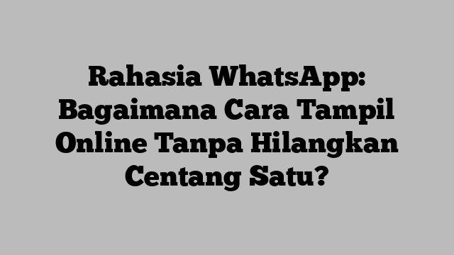 Rahasia WhatsApp: Bagaimana Cara Tampil Online Tanpa Hilangkan Centang Satu?